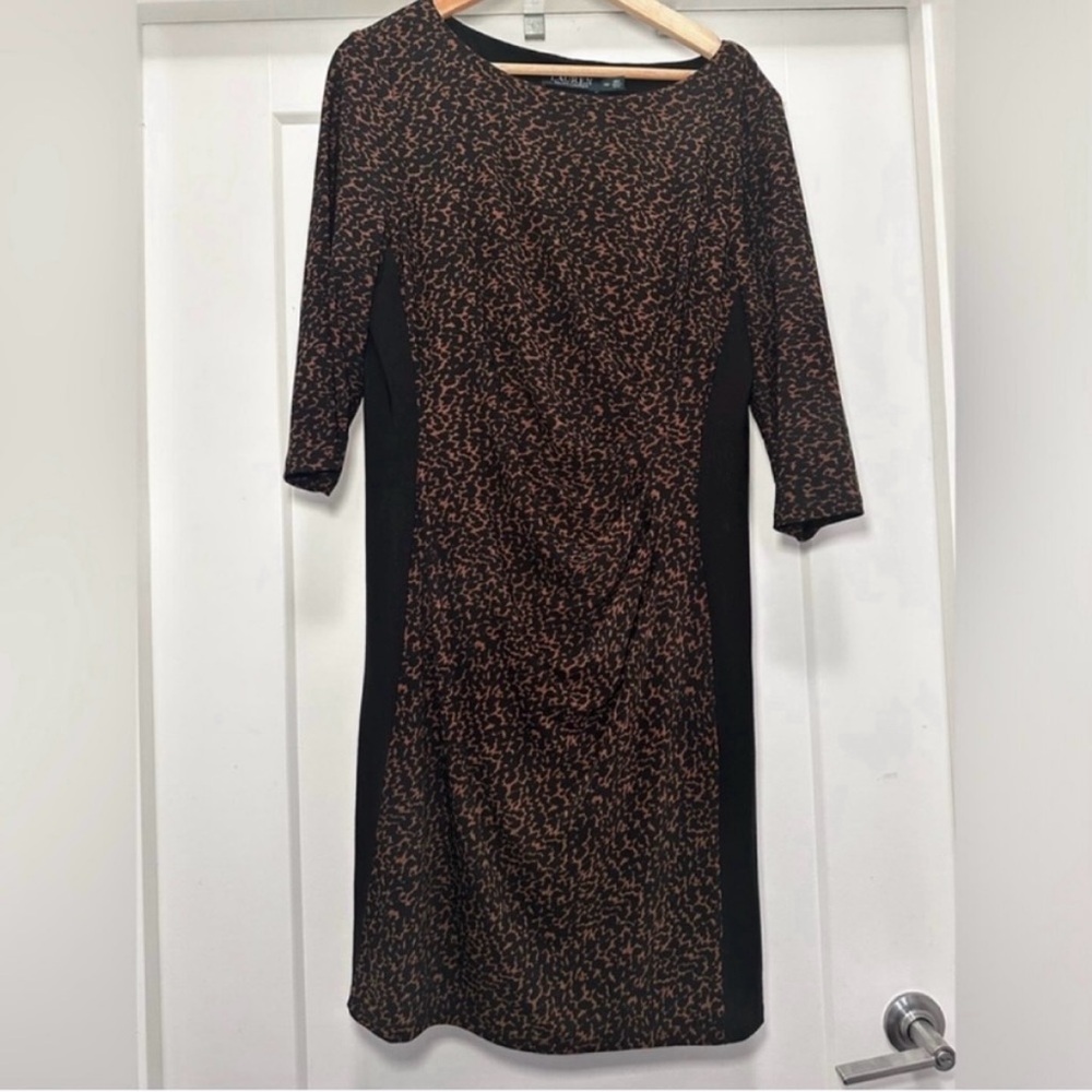🤎 Black and Brown Leopard Print LAUREN RALPH LAUREN Dress - Size 16P